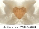 Wooden Heart On White Fluffy...