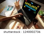 Small photo of Affiliate program marketing and advertising business concept on screen.