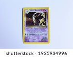 Small photo of Miami, FL, USA: March 14, 2021: Sabrina's Alakazam Pokemon card. The Pokemon Trading Card Game is a collectible card game, based on Nintendo's Pokemon franchise of video games and anime. Gym Heroes