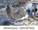 Small photo of Syrian Civil Defense is trying to rescue people trapped in the rubble after an earthquake left tens of thousands dead and injured in Syria and Turkey. Aleppo, Syria February 12, 2023