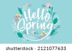 hello spring hand logotype ... | Shutterstock .eps vector #2121077633