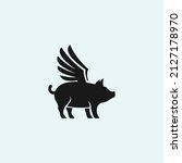 Flying Pig Logo Design Icon...