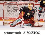 Small photo of GERMANY, DUESSELDORF - APRIL 16, 2022: Mirko Pantkowski (G). The match of Deutsche Eishockey Liga (DEL) Dusseldorfer EG vs EHC Red Bull Munchen at PSD BANK DOME