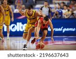 Small photo of COLOGNE, GERMANY - SEPTEMBER 1, 2022: Zoltan Perl vs Miralem Halilovic. The basketball match of Eurobasket 2022 Bosnia and Herzegovina – Hungary.