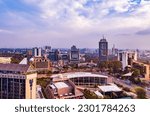 Nairobi City County Kenyas Capital City East Africa Center Upperhill In The Morning. Beautiful outdoors Skyline skyscrapers cityscapes explore panoramic scenic views cloudy sky  architectural exterior