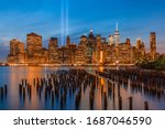 September 11 Tribute of Lights from Brooklyn Bridge Park