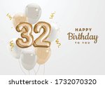 happy 32th birthday gold foil... | Shutterstock .eps vector #1732070320
