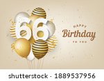 happy 66th birthday with gold... | Shutterstock . vector #1889537956