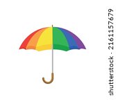 rainbow umbrella isolated on... | Shutterstock .eps vector #2161157679
