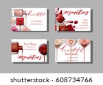 makeup artist business card.... | Shutterstock .eps vector #608734766