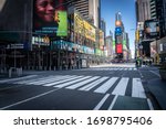 Small photo of Times Square, New York, USA. March 24th, 2020. Documentary photography of the empty streets in Times Square, New York during the lockdown caused by the Covid 19 / Corona virus.
