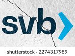 Small photo of Santa Clara, USA, March 2023: The Silicon Valley Bank logo broken by a crack. In 2023, SVB suffered the second largest bank failure in American financial history. Illustrative editorial.