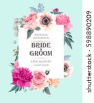 vintage wedding invitation | Shutterstock .eps vector #598890209
