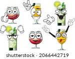vector set of funny icons and... | Shutterstock .eps vector #2066442719