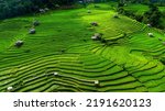 Aerial view of rice terrace at...