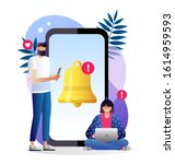 people get chat messages... | Shutterstock .eps vector #1614959593