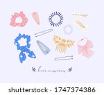 trendy vector hair accessories. ... | Shutterstock .eps vector #1747374386