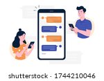 chat messages smartphone  sms... | Shutterstock .eps vector #1744210046
