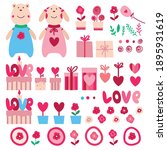 set of elements for valentine's ... | Shutterstock .eps vector #1895931619