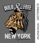 wild   free with tiger face in... | Shutterstock .eps vector #1837098673