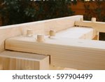 Small photo of Assembling furniture, wooden dowel joint