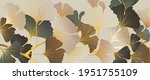luxury gold ginkgo line art... | Shutterstock .eps vector #1951755109
