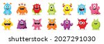 cute  monsters  vector set.... | Shutterstock .eps vector #2027291030