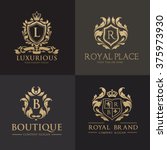 luxury gold crest logo... | Shutterstock .eps vector #375973930