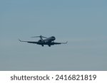 Small photo of Zurich, Switzerland, January 14, 2024 9H-VIC Vista Jet Bombardier Global 7500 aircraft is landing on runway 14 during the world economic forum in Davos