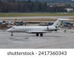 Small photo of Zurich, Switzerland, January 18, 2024 CF-LTF Gestair Bombardier Global 6000 aircraft is taxiing in the rain during the world economic forum in Davos