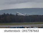 Small photo of Zurich, Switzerland, January 18, 2024 9H-VJM Vista Jet Bombardier Global 6000 aircraft is taking off from runway 28 during the world economic forum in Davos