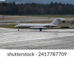 Small photo of Zurich, Switzerland, January 17, 2024 9H-IGH Vista Jet Bombardier Global 6000 aircraft is taxiing on a rainy day during the world economic forum in Davos