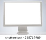 Computer Monitor with Blank Screen Isolated on White Background. Front View with Real Shadow