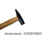 Small photo of Metal sledgehammer. Metal and wood hammer isolated on white background.