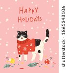 christmas card vector template. ... | Shutterstock .eps vector #1865343106