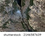 A satellite map of Kiev, Ukraine and surroundings on 23 March 2022 shows smoke rising from several fires