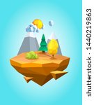 low poly floating island on... | Shutterstock .eps vector #1440219863
