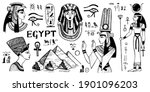 egypt doodle icon set. egyptian ... | Shutterstock .eps vector #1901096203