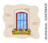 Window With Flowers In Pot...