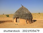 Village Mud Hut in Thar Desert, Jaisalmer, India