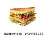 Club sandwich slice on white