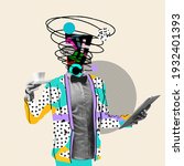 Small photo of Month report. Comics styled triangled colorful suit. Modern design, contemporary art collage. Inspiration, idea concept, trendy urban magazine style. Negative space to insert your text or ad.