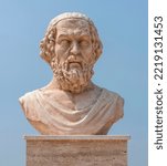 Small photo of Homer bust, is the Anatolian poet that rendered Troy immortal in his famous epics Iliad and Odyssey. Turkey Canakkale August 27, 2022