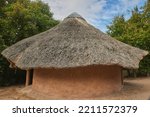 Decorative African hut of ancient tribes in the Danish zoo