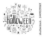 halloween set. pumpkin and... | Shutterstock .eps vector #1449029069