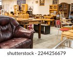 Small photo of Sweden, Hassleholm– May 5, 2022: A huge second hand store, a lot of furniture and other things