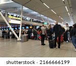 Chaotic Schiphol Airport. Long...