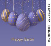 happy easter greeting card. 3d... | Shutterstock .eps vector #2123610563