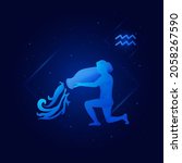 aquarius zodiac sign icons... | Shutterstock .eps vector #2058267590