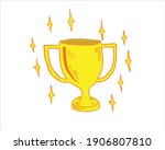 golden trophy cup hand drawn... | Shutterstock .eps vector #1906807810